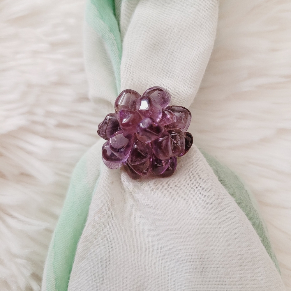 Flower Cluster Amethyst Ring - image 1